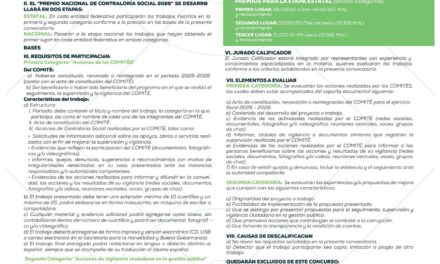 ¡ABIERTA LA CONVOCATORIA DEL PREMIO NACIONAL DE CONTRALORÍA SOCIAL 2026!