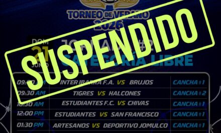 ¡JORNADA DEPORTIVA SUSPENDIDA! SE POSPONE LA JORNADA #2 POR CONDICIONES CLIMATOLÓGICAS