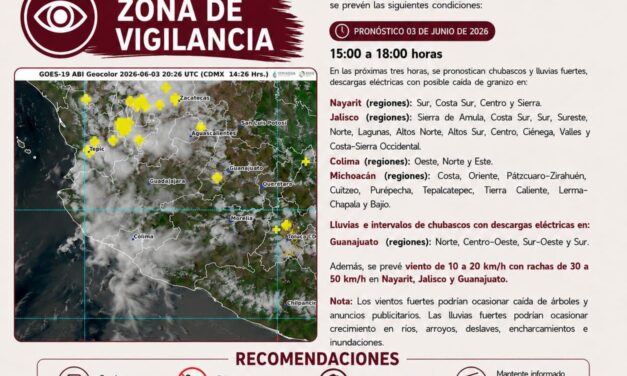 ¡MANTIENEN VIGILANCIA POR TORMENTA TROPICAL; PREVÉN LLUVIAS EN NAYARIT!