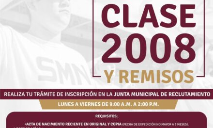¡JÓVENES DE LA CLASE 2008 Y REMISOS, ES TIEMPO DE TRAMITAR SU CARTILLA MILITAR!
