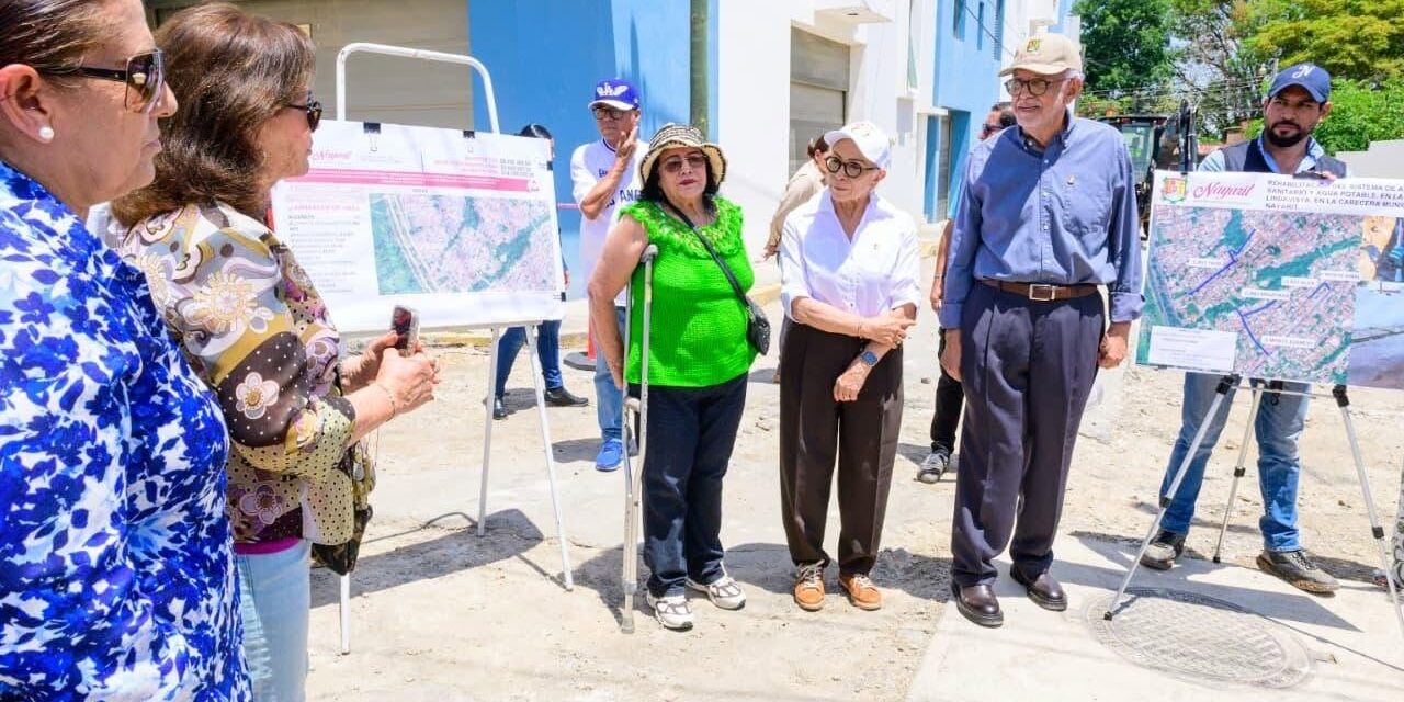 Miguel Ángel Navarro y Beatriz Estrada inician obra de infraestructura en la colonia Lindavista, en Tepic