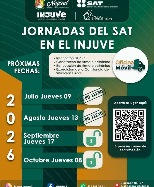 ¡ABIERTO EL REGISTRO PARA LA JORNADA SAT EN INJUVE EN SEPTIEMBRE!