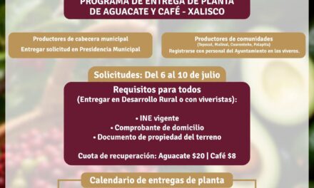 ¡PRODUCTORES DE XALISCO! SOLICITA PLANTAS DE AGUACATE Y CAFÉ PARA FORTALECER TU PRODUCCIÓN