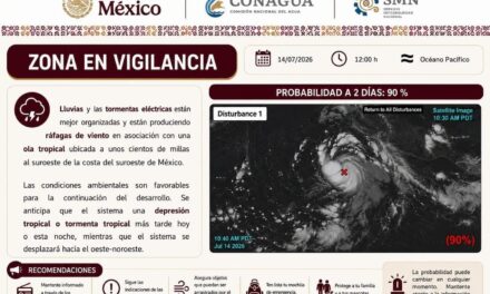 ¡ZONA EN VIGILANCIA EN EL PACÍFICO! MANTENTE INFORMADO Y PREPARADO ANTE POSIBLE DESARROLLO CICLÓNICO