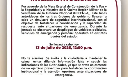 Gobierno de Nayarit realizará Simulacro de Seguridad Interinstitucional para fortalecer la respuesta ante emergencias