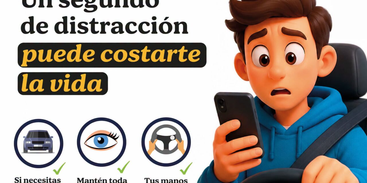 ¡NO USES EL CELULAR AL VOLANTE! UN SEGUNDO DE DISTRACCIÓN PUEDE CAMBIARLO TODO
