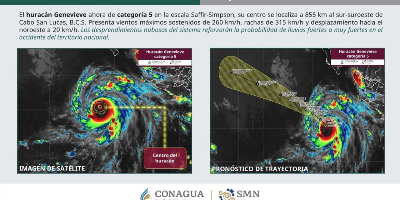 ¡HURACÁN GENEVIEVE GENERARÁ LLUVIAS Y OLEAJE ELEVADO: EXTREMA PRECAUCIONES!
