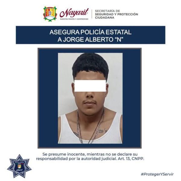 ¡POLICÍA ESTATAL ASEGURA A JOVEN POR PRESUNTAS LESIONES EN TEPIC!