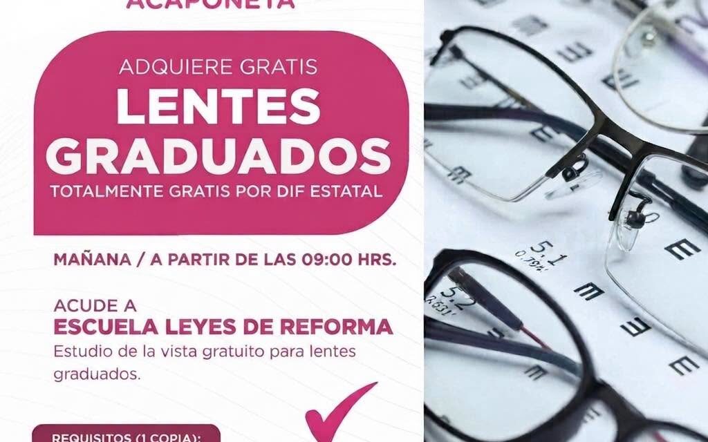¡LENTES GRADUADOS GRATIS PARA FAMILIAS DE ACAPONETA!