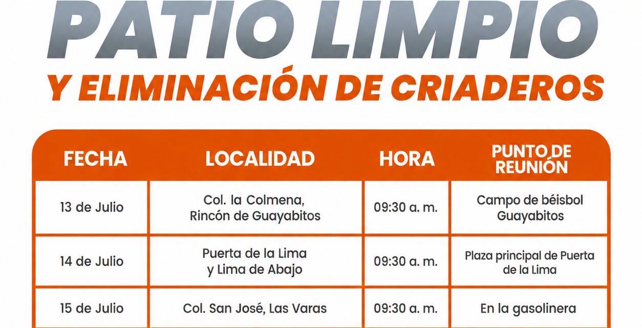 ¡SÚMATE A LA CAMPAÑA PATIO LIMPIO Y PREVÉN EL DENGUE!