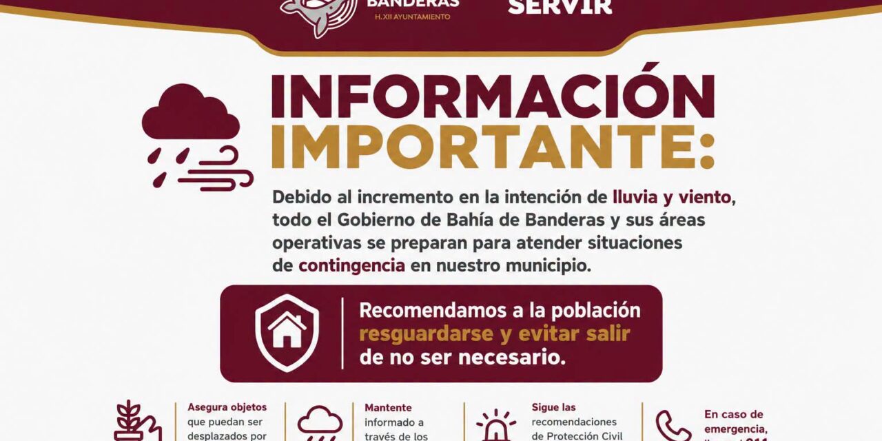 ¡BAHÍA DE BANDERAS SE PREPARA ANTE POSIBLES CONTINGENCIAS POR TORMENTA!
