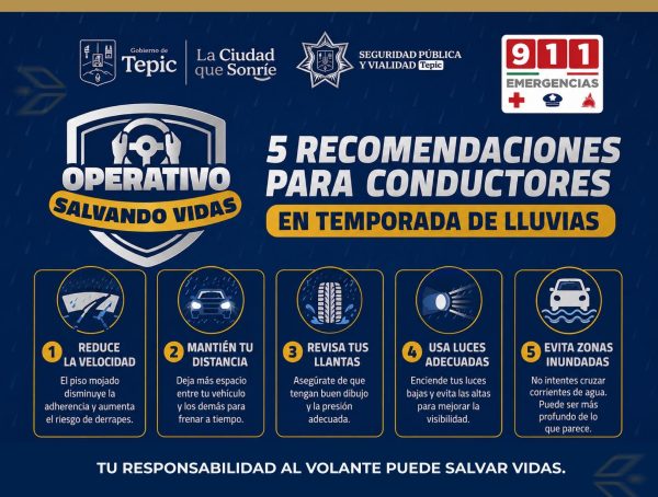 ¡EN TEMPORADA DE LLUVIAS, MANEJA CON PRECAUCIÓN!
