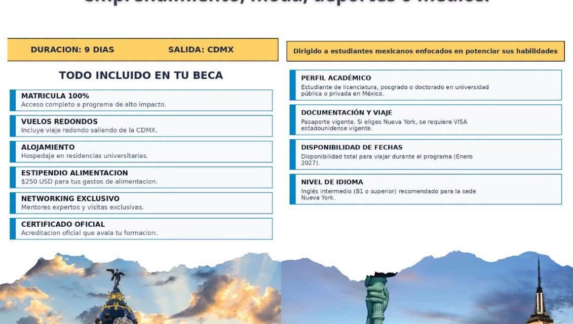 ¡IMPULSA TU TALENTO CON UNA BECA INTERNACIONAL EN MADRID O NUEVA YORK!