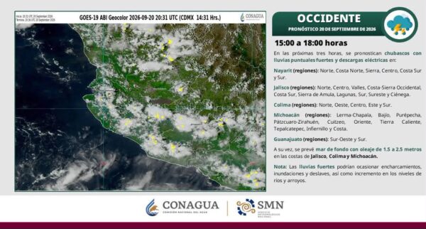 ¡PRECAUCIÓN ANTE LLUVIAS, VIENTO Y OLEAJE ELEVADO!