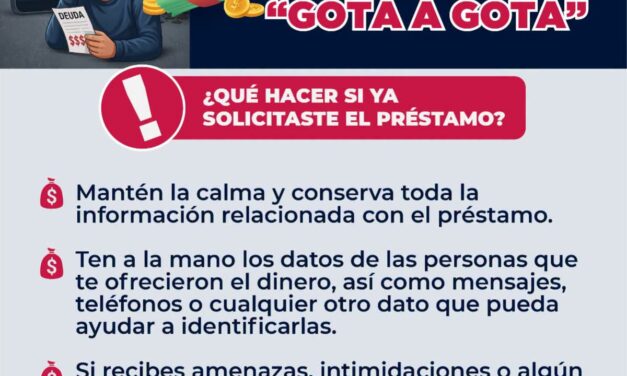 ¡CUIDADO CON LOS PRÉSTAMOS “GOTA A GOTA”! ¡EVITA LA EXTORSIÓN!
