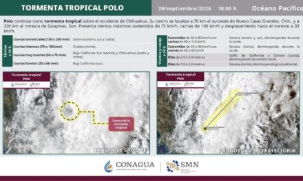 SE PRONOSTICAN LLUVIAS FUERTES Y VIENTOS DE HASTA 80 KM/H