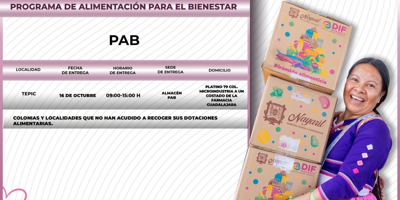 ¡NO TE QUEDES SIN TU DOTACIÓN ALIMENTARIA DEL PAB!