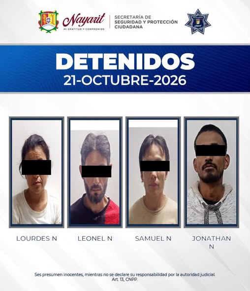 ¡ASEGURAN A SEIS PERSONAS EN TEPIC Y COMPOSTELA!
