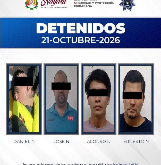 ¡ASEGURAN A SIETE PERSONAS POR ROBO EN NAYARIT!