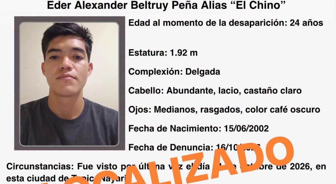 ¡EDER ALEXANDER BELTRUY PEÑA YA FUE LOCALIZADO!