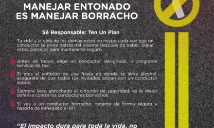 ¡SI TOMASTE, NO MANEJES! CONDUCIR EBRIO PUEDE SALVAR VIDAS