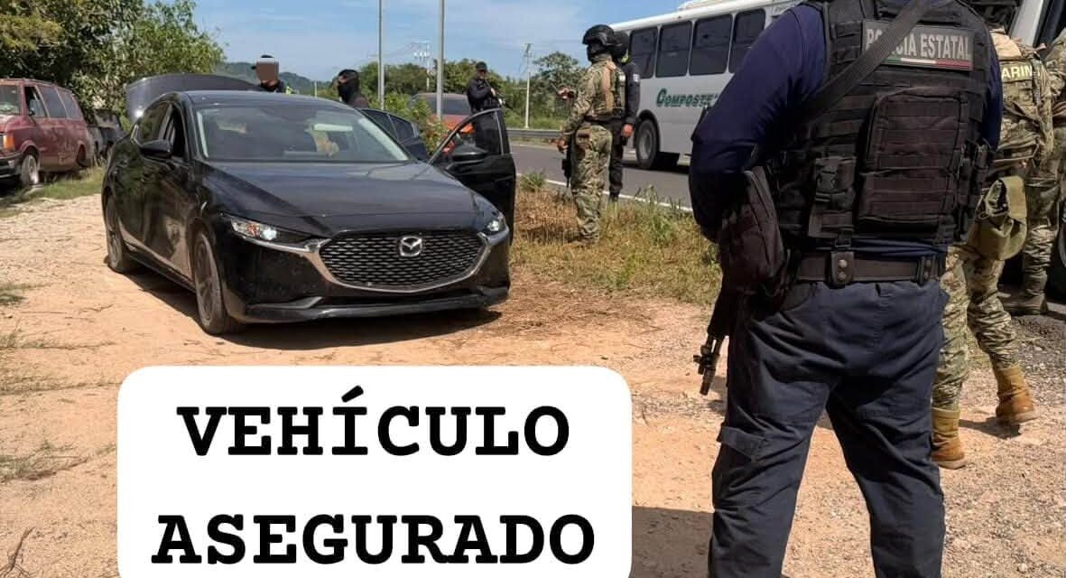 ¡SSPC Y SEMAR ASEGURAN A DOS PERSONAS Y UN VEHÍCULO CON REPORTE DE ROBO EN COMPOSTELA!