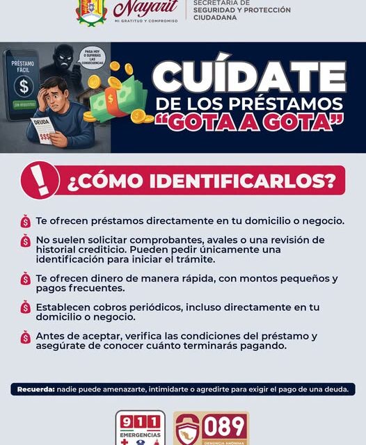¡CUIDADO CON LOS PRÉSTAMOS “GOTA A GOTA”! SSPC ALERTA SOBRE EXTORSIONES Y COBROS VIOLENTOS