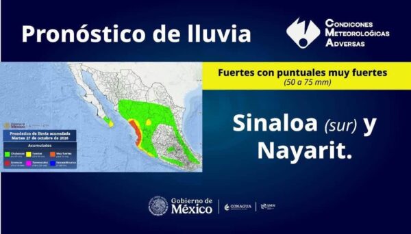 ¡ALERTA EN NAYARIT! VANCE PROVOCARÁ LLUVIAS INTENSAS Y FUERTES VIENTOS
