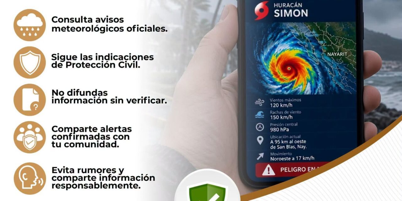 ¡INFÓRMATE POR CANALES OFICIALES Y EVITA DIFUNDIR RUMORES SOBRE EL HURACÁN SIMON!